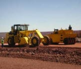 Uniform mixing of the EBS Soil Stabilizer to bring the soil to OMC Mine Haul Road Dust Abatement