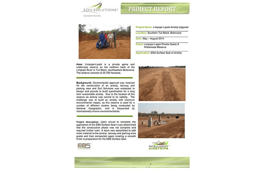 Limpop Lipadi Game Reserve Botswana Airstrip Construction Report